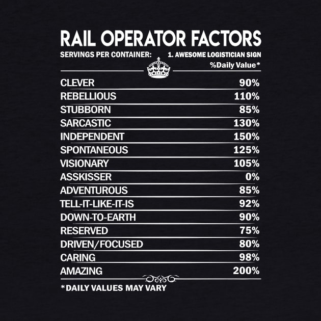 Rail Operator T Shirt - Rail Operator Factors Daily Gift Item Tee by Jolly358